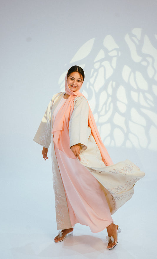 Signature Three-Piece Blush Open Abaya