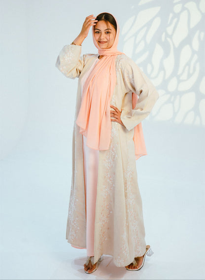 Signature Three-Piece Blush Open Abaya